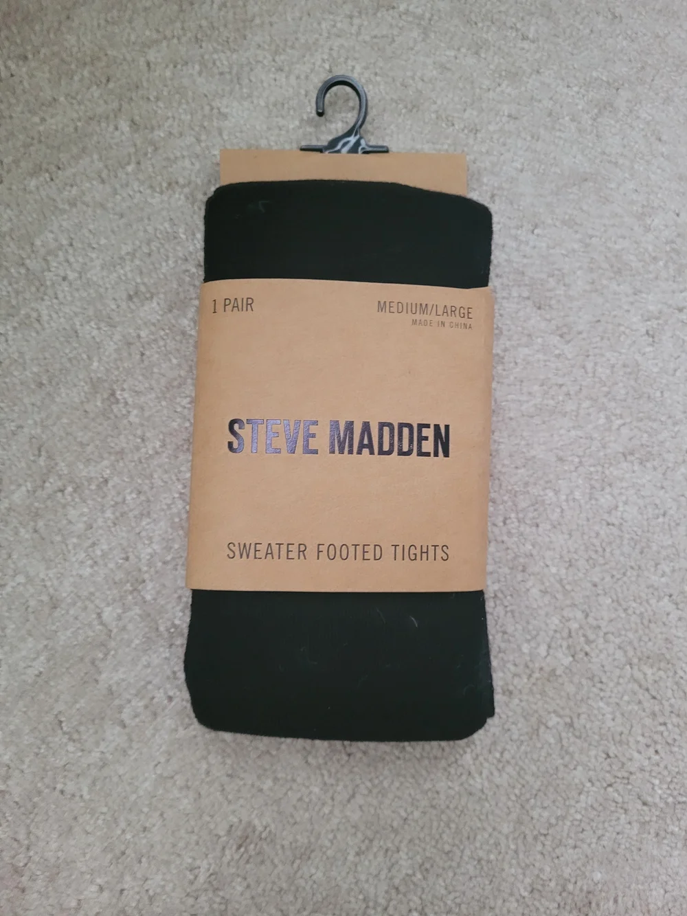 NWT Steve Madden Black Sweater Footed Tights